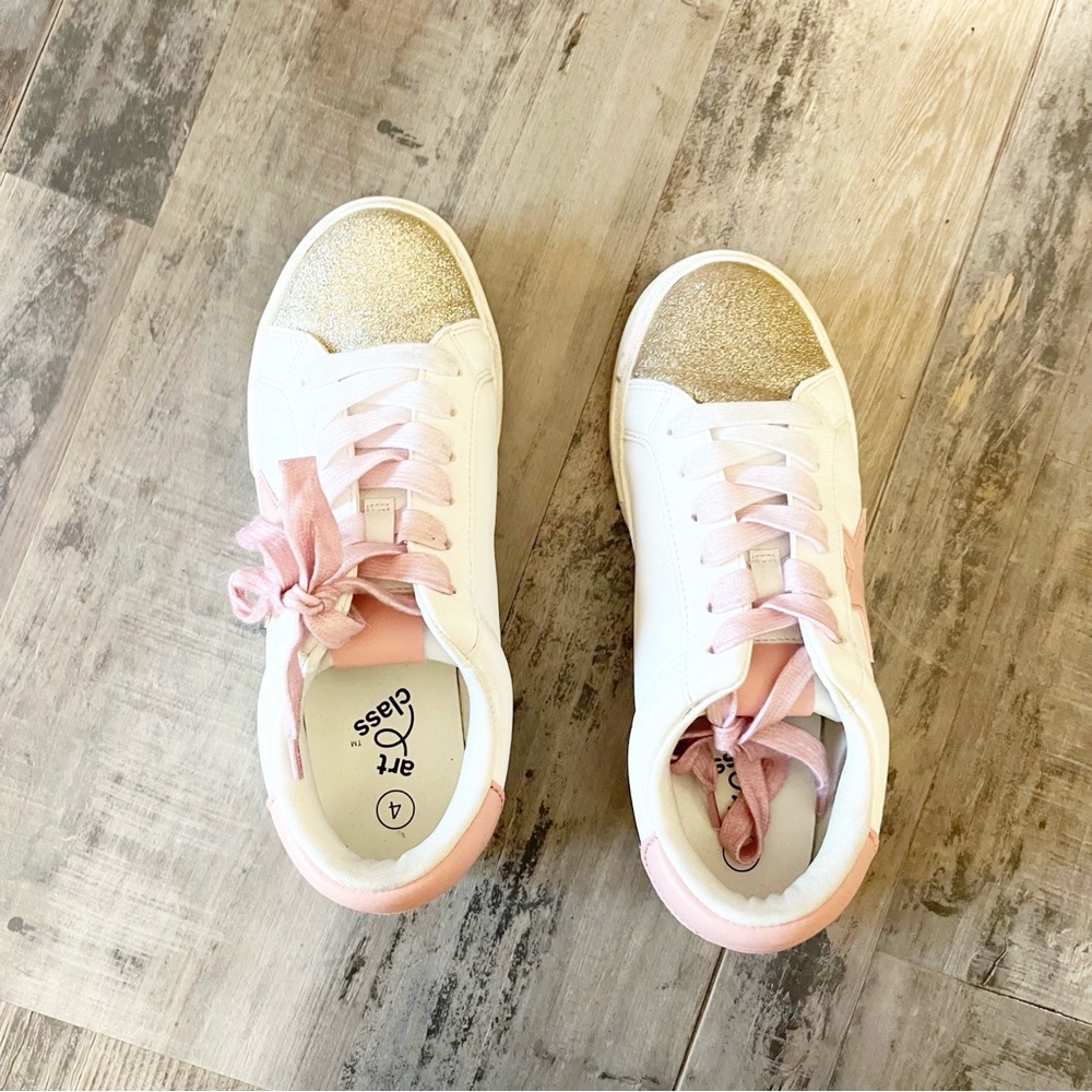 Art Class‎ White Sneakers with Gold and Pink Accents